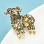 PENDRA Noble Goat Crystal Animal Brooch