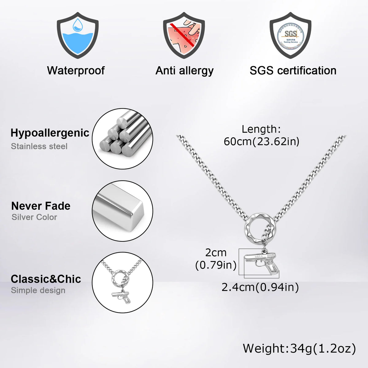 PENDRA Cuban Handcuffs Chain Necklace