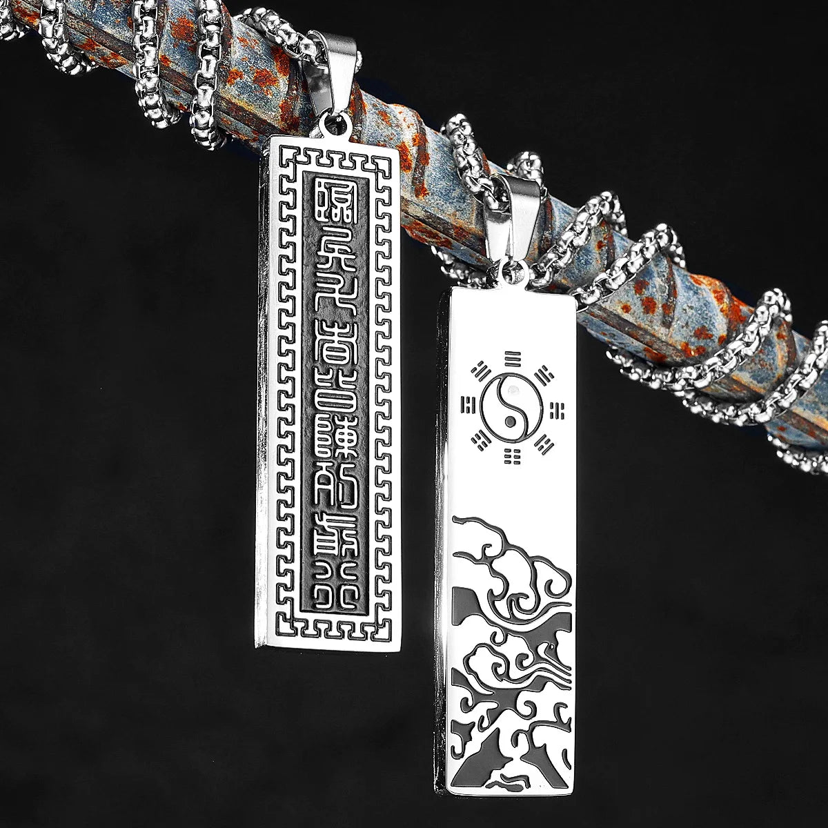 PENDRA Taoism Nine Character Steel Necklace