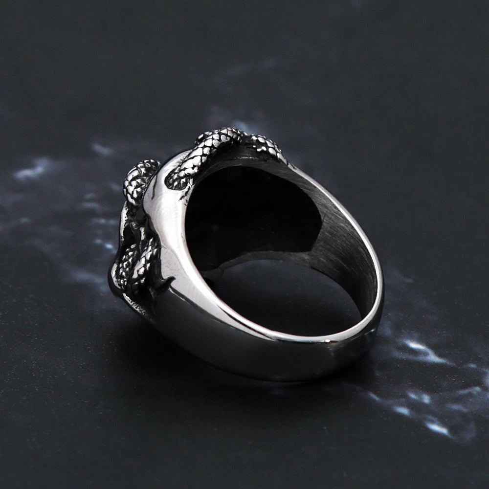 PENDRA Snakeskull Gothic Skull Snake Ring