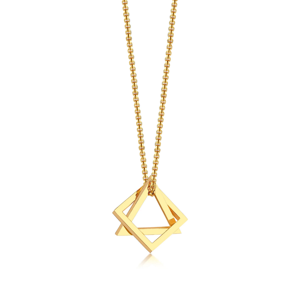 Popular Men Necklace,Interlocking Square Triangle Stainless Steel Pendant Necklaces,Trendy Geometric Detachable Pendant Gifts