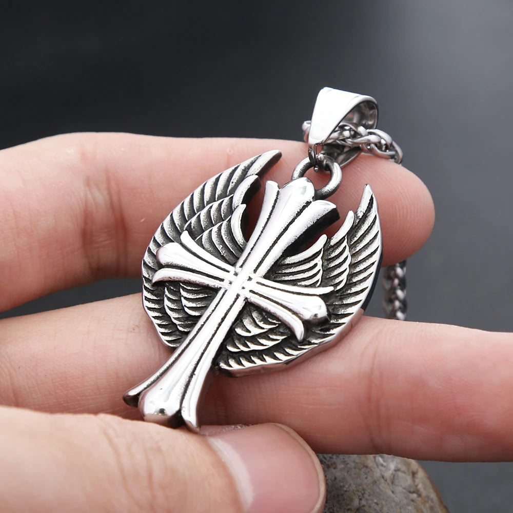 PENDRA Angelcross Memorial Cross with Angel Wings Pendant