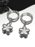 Stainless Steel Y2K Plum Blossom Hoop Earrings for Women Silver Color Aesthetics Flower Hip Hop Earring Jewelry EZZZ796-3S06