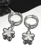 Stainless Steel Y2K Plum Blossom Hoop Earrings for Women Silver Color Aesthetics Flower Hip Hop Earring Jewelry EZZZ796-3S06