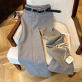 Old money style thick wide leg pants women autumn and winter Korean version solid color hanging feel straight leg pants