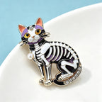 PENDRA Midnight Cat Skeleton Enamel Brooch