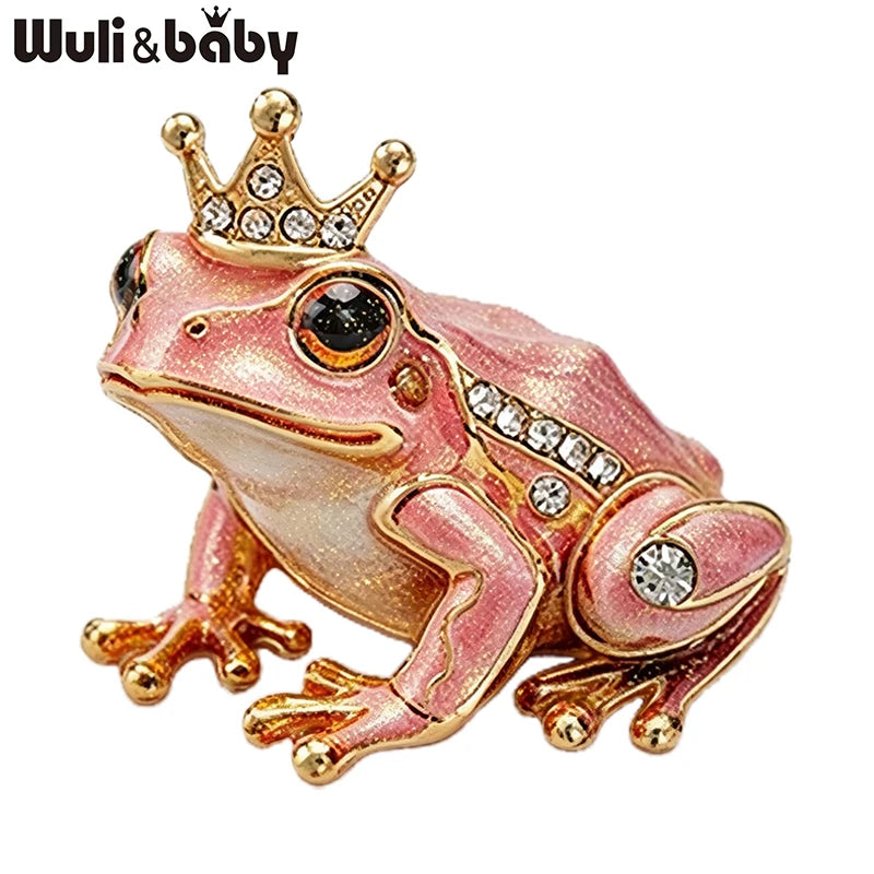 PENDRA Crown Frog Rhinestone Brooch