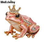 PENDRA Crown Rhinestone Frog Brooch