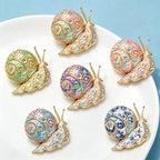 PENDRA Garden Snail Rhinestone Enamel Brooch
