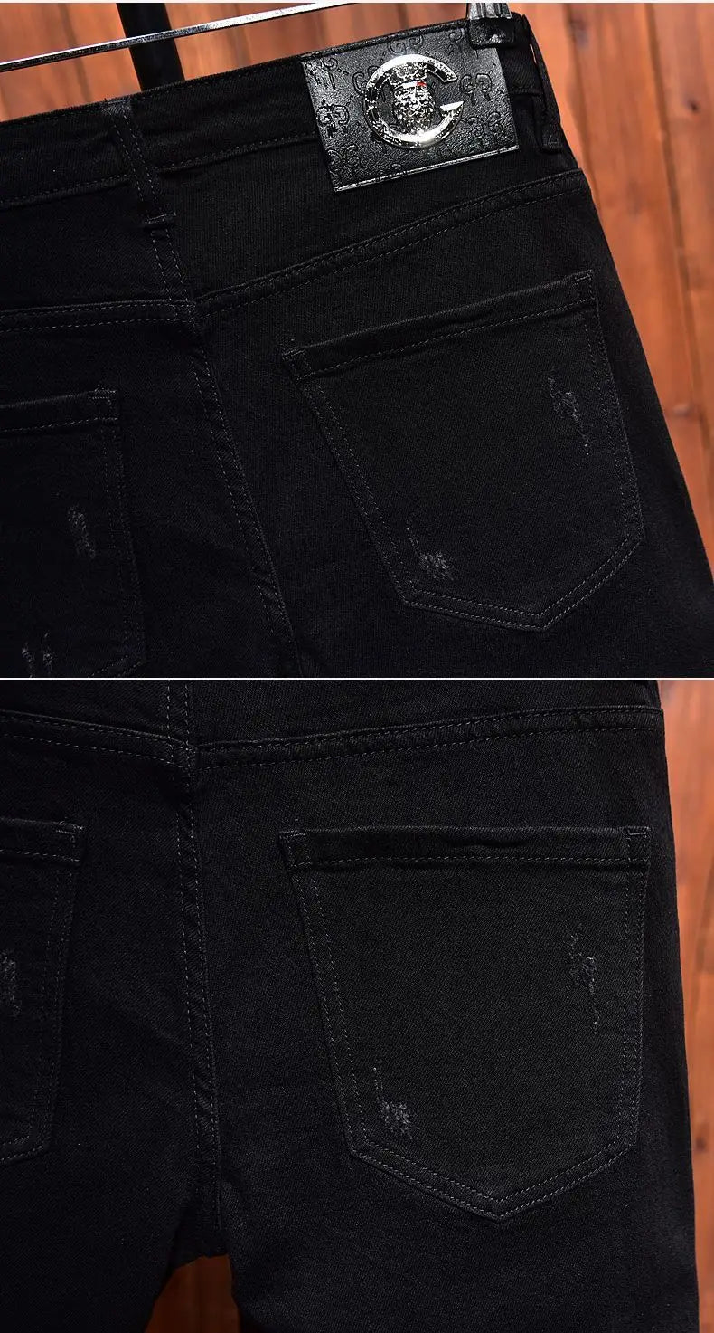 PENDRA Korean Black Elastic Jeans
