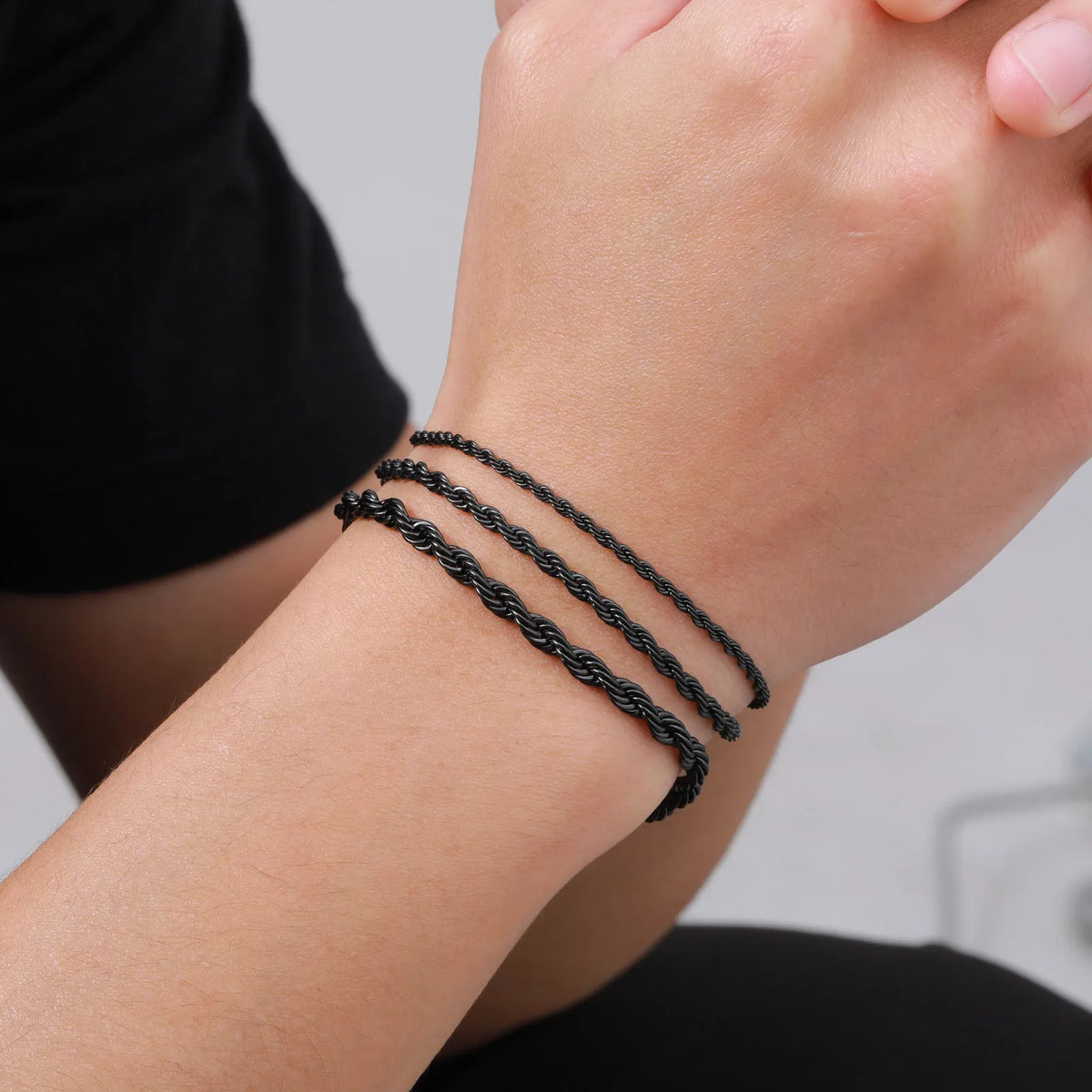 316L Twisted Rope Chain Bracelet for Men Women,  Adjustable Stainless Steel Chain Wristband,Minimalist Casual Jewelry Gift