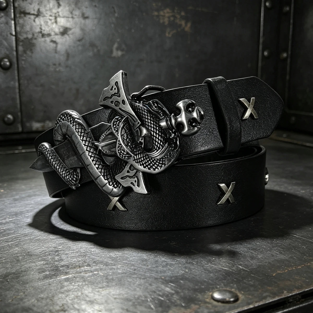 Men's Punk Style X Rivet Decorated Heavy Metal Belt Women Casual Fashion Jeans Decorative Belt-Rock Gothic Y2k Belts For Women
