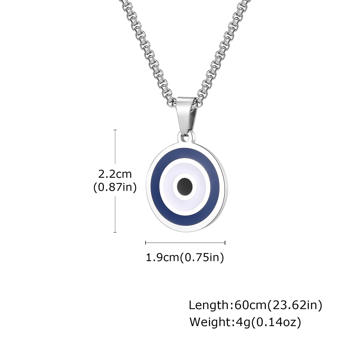 Vintage Evil Eye Pendant Necklace for Men,Stainless Steel Blue Vertical Cat Eye Charm Pendant Necklace,Punk Amulet Jewelry Gift