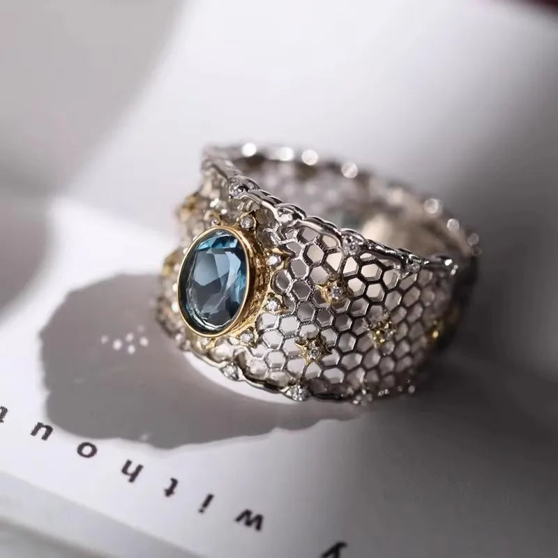 VENTFILLE 925 Sterling Silver Double Layer Vintage Twisted Ring For Female Gift Trend Open Adjustable Design Jewelry Wholesale