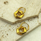 Stainless Steel Y2K Minimalist Trendy Geometric Hexagon Hoop Earrings for Women Gold Color Female Circle Dangle Earring Jewelry