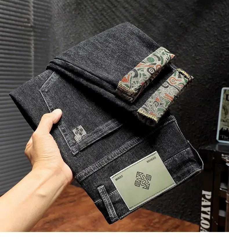Men's Work Pants 2025 Spring Autumn Men's Casual Jeans New Slim Foot-bound Pants Explosive Street Luxury Washed Elastic Trousers