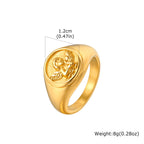 Cupid Signet Ring for Men,Gold Plated Stainless Steel Finger Ring Statement Ring,Punk Vintage Jewlery Gift