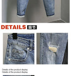 Casual Spring and Autumn Slim Denim Pencil Pants Men's Jean 2024 New Broken Hole Slim Fit Beggar Design High Street Washed Jeans