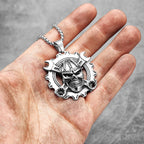 PENDRA Wrench Gear Skull Steel Necklace
