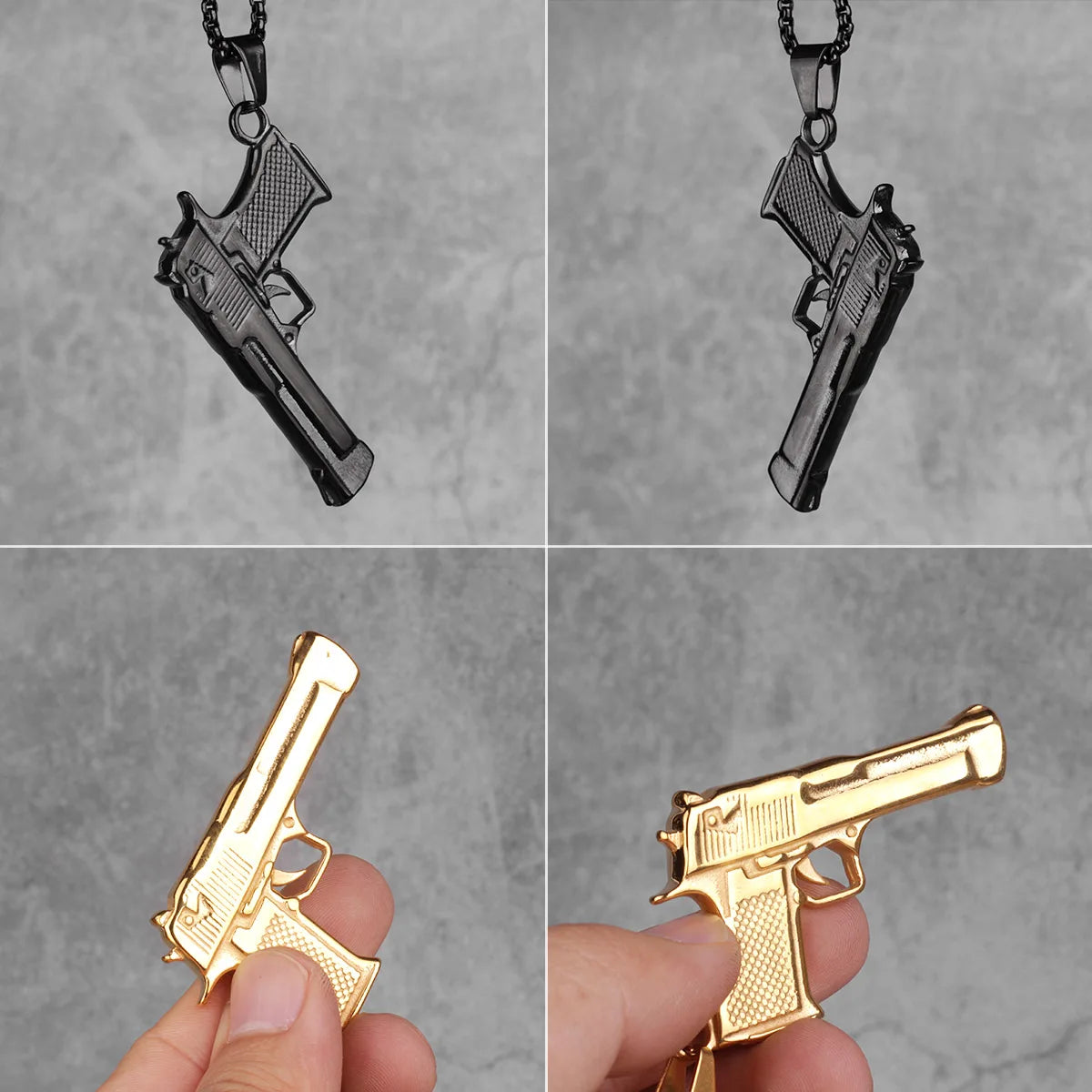 PENDRA Pistol Desert Eagle Steel Necklace