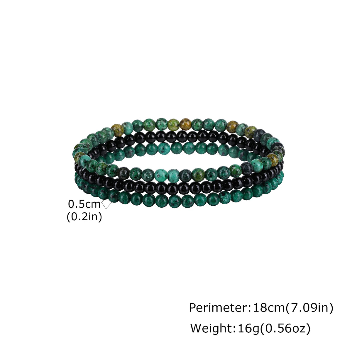 3pcs Green Natural Stone Beaded Bracelet for Men,5MM African Turquoise Stacked Elastic Bracelet,Trendy Male Jewelry Gift