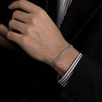 Trend Mesh Chain Bracelet for Men,Silver Color Adjustable Link Wristband,Hip Hop Punk Jewelry Gift