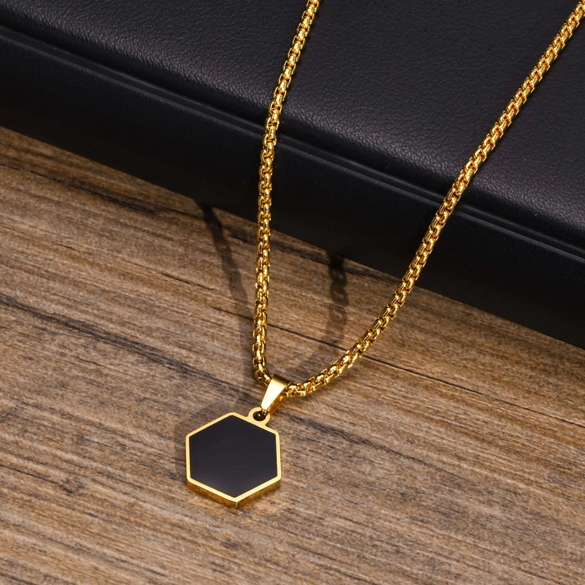 PENDRA Black Gold Pendant Necklace
