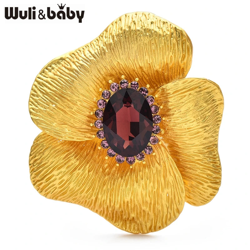 PENDRA Elara 2-Color Rhinestone Flower Brooch