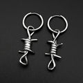 Hiphop Punk Barbed Wire Circle Earrings Stainless Steel Gothic Huggie Hoop Ear Ring Women Korean Rapper Jewelry Accessory