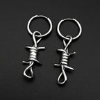 Hiphop Punk Barbed Wire Circle Earrings Stainless Steel Gothic Huggie Hoop Ear Ring Women Korean Rapper Jewelry Accessory
