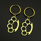 Brass Knuckles Dangle Earrings Punk Gothic Stainless Steel Earring Rivet Spike Hook Style For Edgy Streetwear Jewelry Gifts