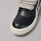 PENDRA Black Geobasket Black Leather High-Top Zip Jumbo-Lace Ankle Boots