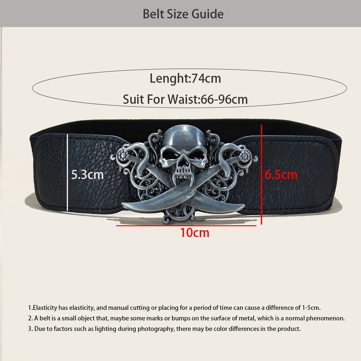 Gothic Skull Metal Buckle Elastic Corset Belt for Women Wide Waistband for Dress and Coats Punk Accessories Black Girdles Winter