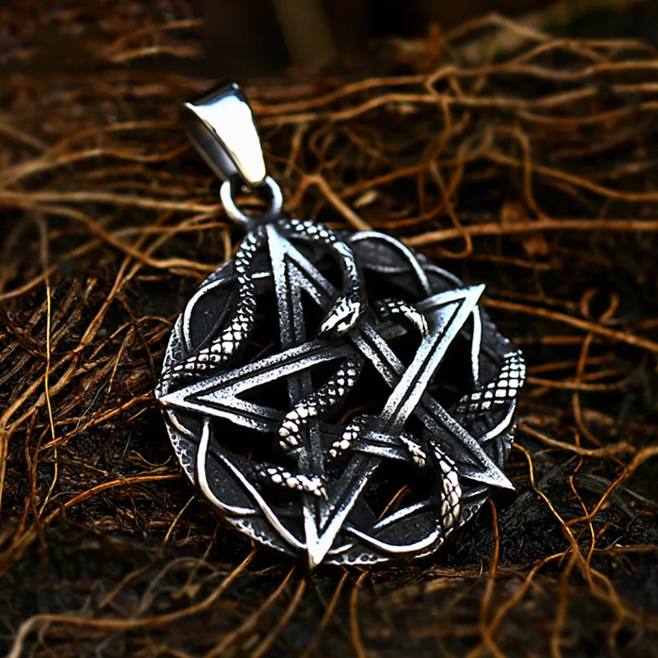 PENDRA Snakepentagram Stainless Steel Pentagram Snake Pendant