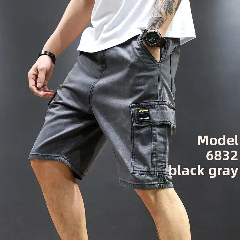Summer Thin Multi-pocket Denim Shorts Men's Tooling Multi-pocket Loose Large-size Jorts Cargo Men's Clothing Pant for Man
