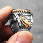 PENDRA Praying Hands Cross Steel Ring