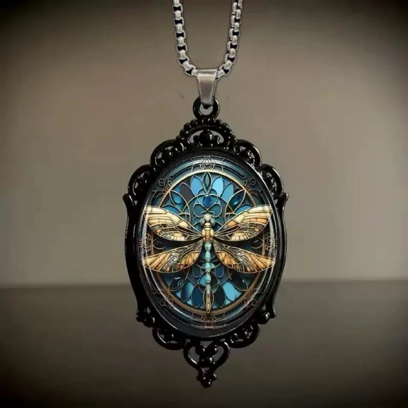 PENDRA Dragonfly Vintage Yellow Dragonfly Pendant
