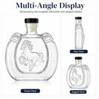 Clear Horseshoe Shaped Liquor Decanter 350ML Embossed Horse Glass Wine Bottle Whisky Container Home Bar Decoration