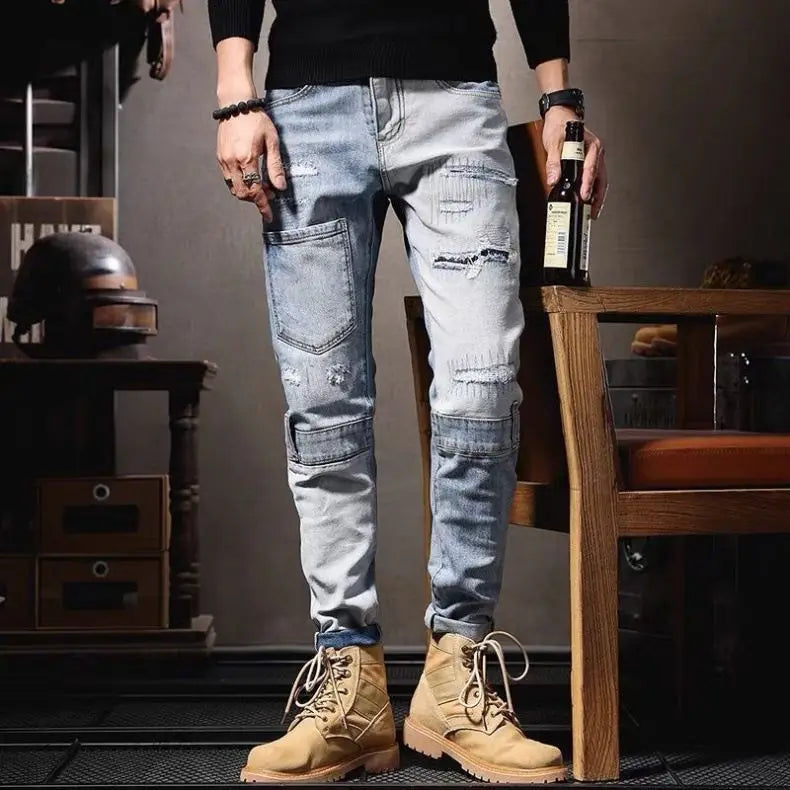 Spring Summer New Vintage Casual Slimming Straight-Leg Pants Washed Loose Micro-Cone Workwear Jeans for Men Man Clothes