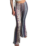 Vintage Boho Spring Floral Print Casual Pants Fashion new high elasticity tight fitting micro flared Yoga Joggers pants