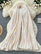 Korean version light mature style high waisted pleated wide leg pants women's spring commuting loose high-end fashion pants