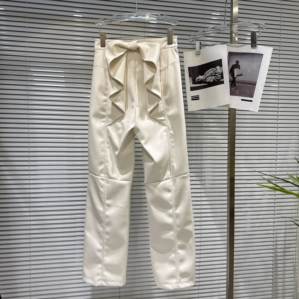 PENDRA Elastic Straight Leg PU Leather Pants
