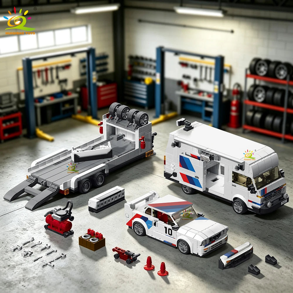 1536Pcs Building Block Race Car Trailer & Van Model Kit DIY Vehicle Transporter Se Assembly Construction Toy Educational Puzzle
