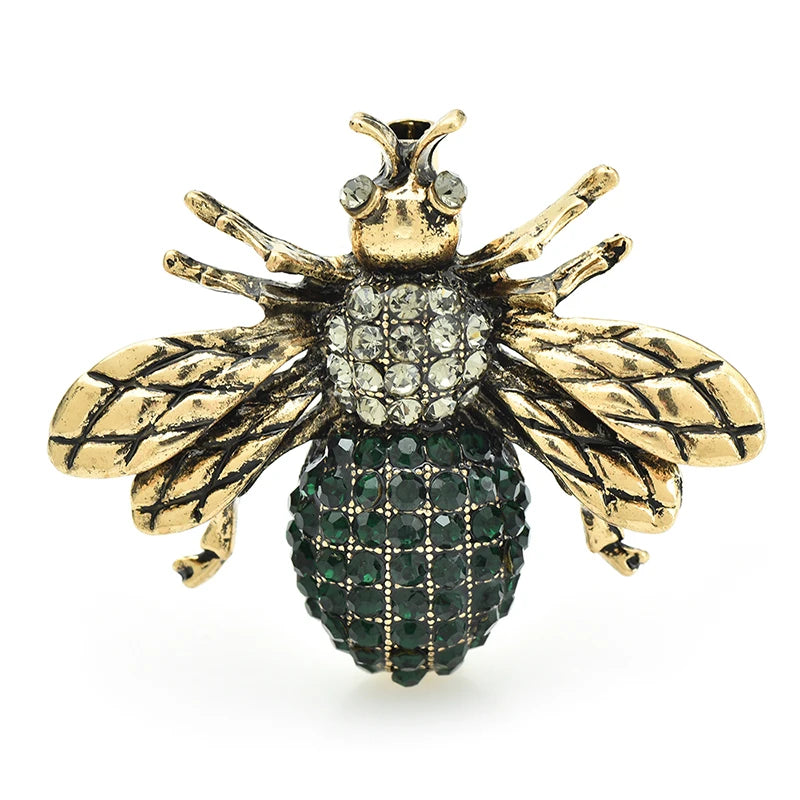Wuli&baby Vintage Bee Brooches For Women Unisex 4-color Rhinestone Cute Insects Party Casual Brooch Pins Gifts