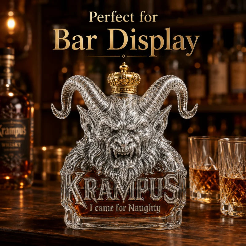 Krampus Gothic Demon Horn Glass Decanter Creative Spirits Bottle for Whiskey Bourbon Rum and Holiday Decoration