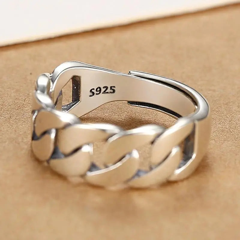 VENTFILLE 925 Sterling Silver Double Layer Vintage Twisted Ring For Female Gift Trend Open Adjustable Design Jewelry Wholesale