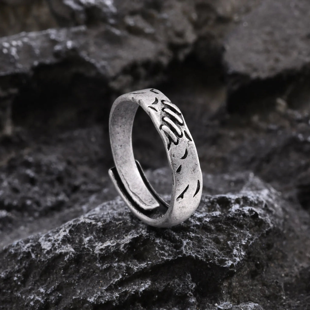 Grey Scar Rings for Men Boys,Retro Charm Metal Adjustable Ring Free Size Ring,New Fashion Jewelry Accessories Gifts