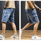 Summer Thin Multi-pocket Denim Shorts Men's Tooling Multi-pocket Loose Large-size Jorts Cargo Men's Clothing Pant for Man