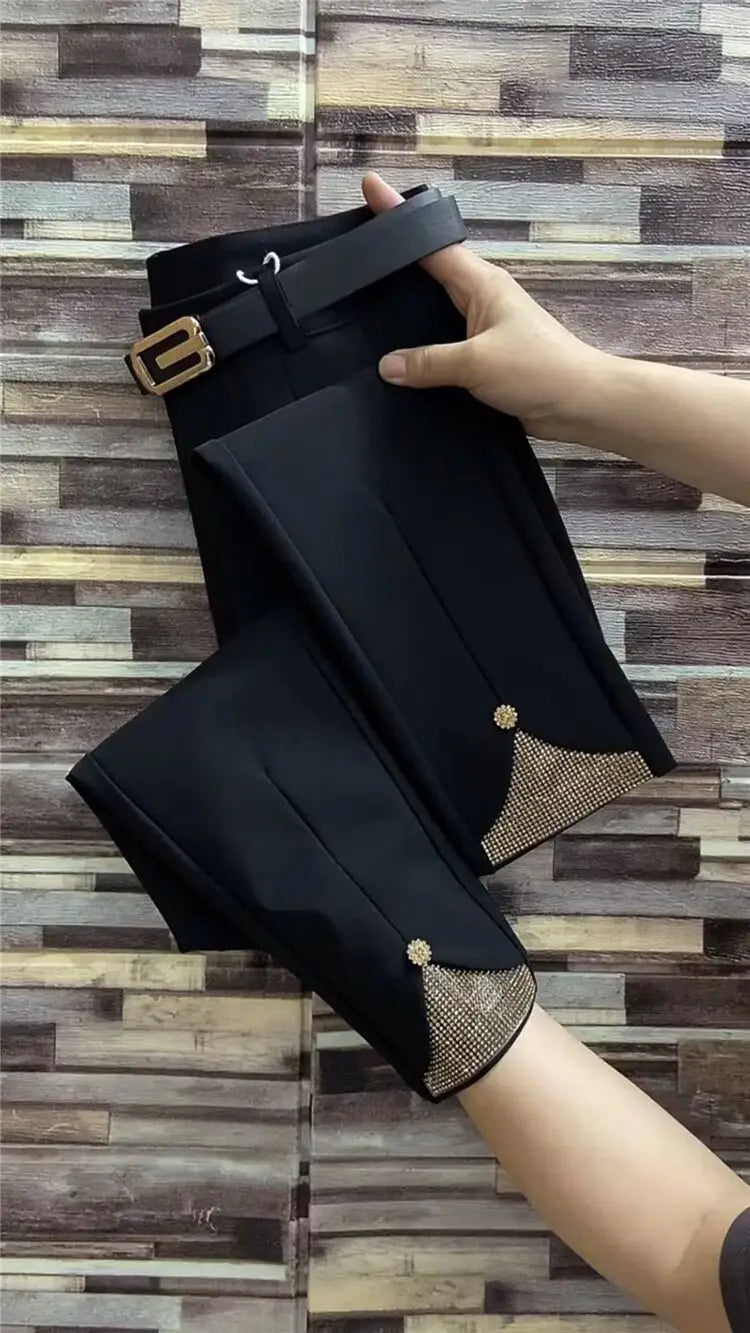 PENDRA Rhinestone Slim Waist Pants