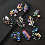 PENDRA Floracircle Crystal Circle Flower Brooch